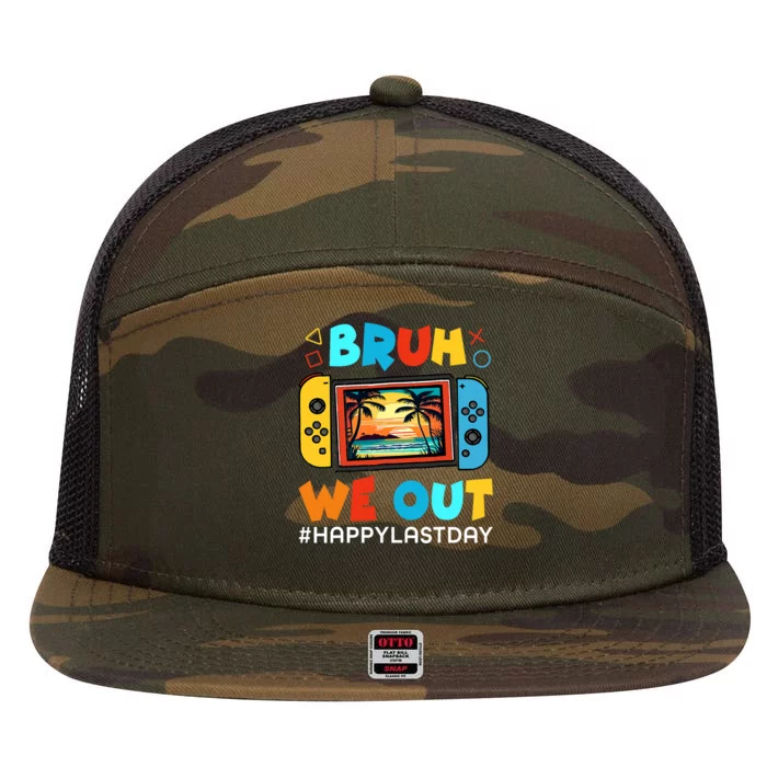 Last Day Of School Bruh We Out Summer 7 Panel Mesh Trucker Snapback Hat