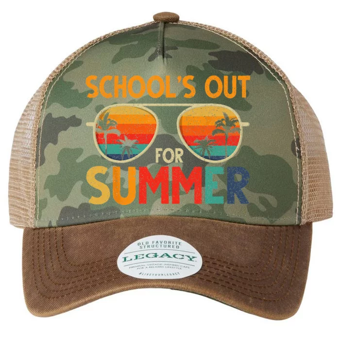 Last Day Of School Retro Schools Out For Summer Teacher Legacy Tie Dye Trucker Hat