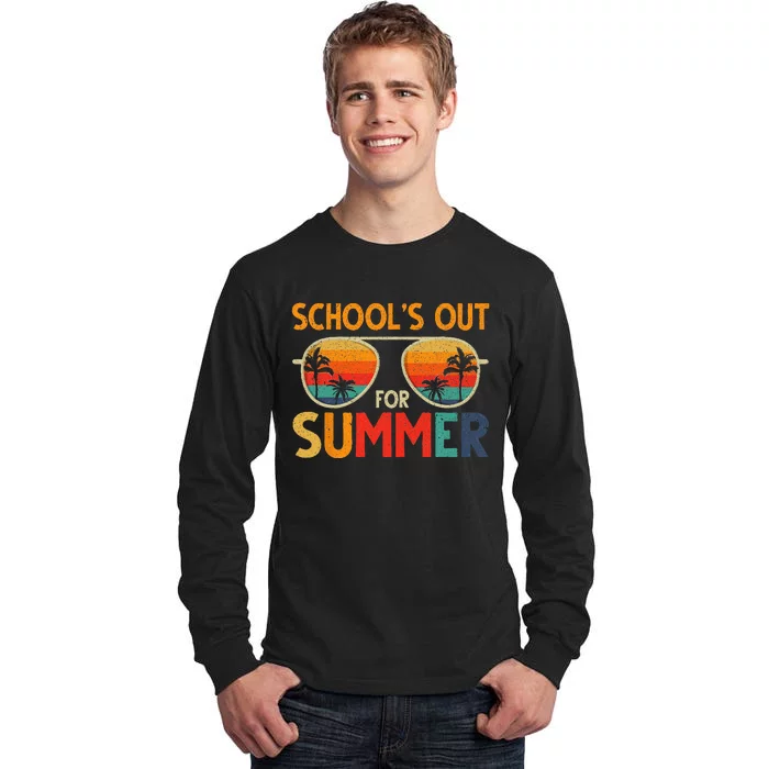 Last Day Of School Retro Schools Out For Summer Teacher Tall Long Sleeve T-Shirt