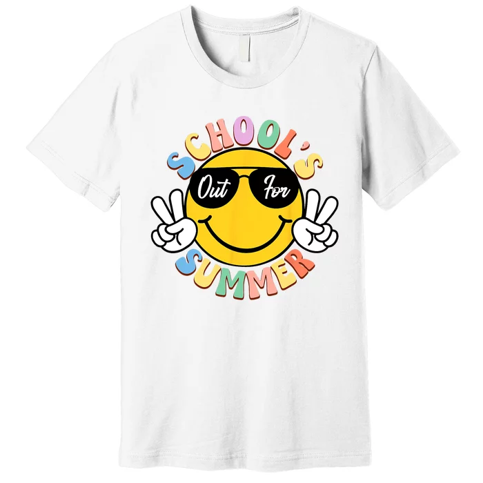 Last Day Of School Graduation Groovy Schools Out For Summer Premium T-Shirt