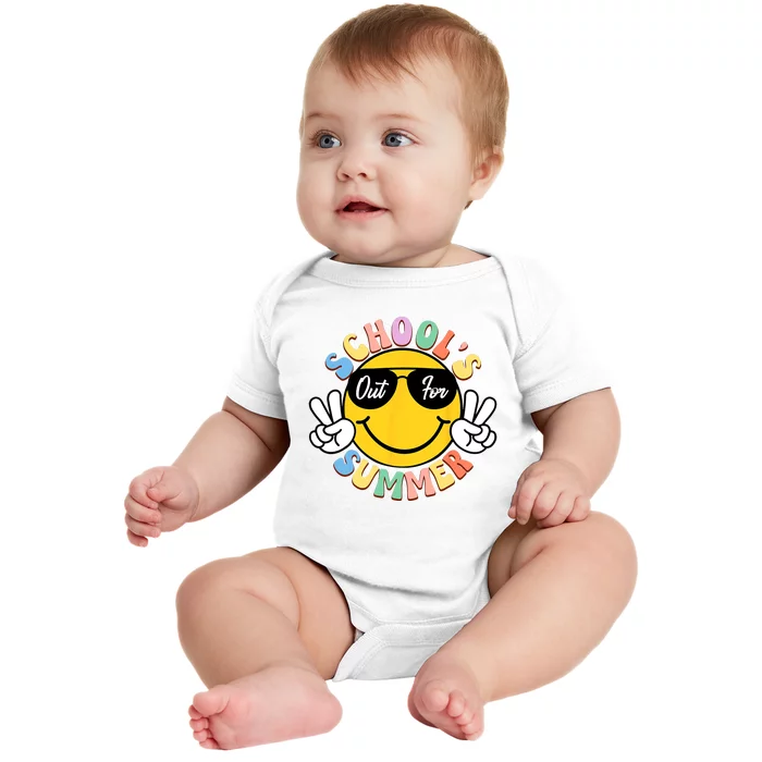 Last Day Of School Graduation Groovy Schools Out For Summer Baby Bodysuit