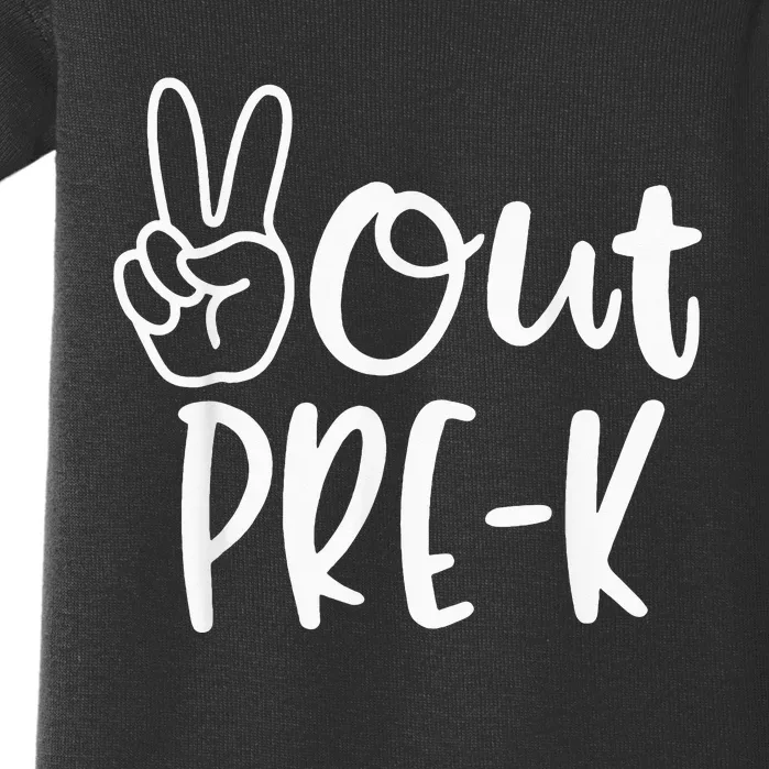 Last Day of School Peace Out PreSchool funny Pre-K Teacher Baby Bodysuit