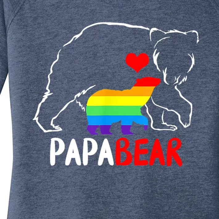 Lgbt Daddy Papa Bear Gay Pride Proud Dad Fathers Day Gift Women's Perfect Tri Tunic Long Sleeve Shirt