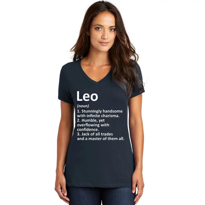 LEO Definition Personalized Name Funny Birthday Gift Idea Women's V-Neck T-Shirt