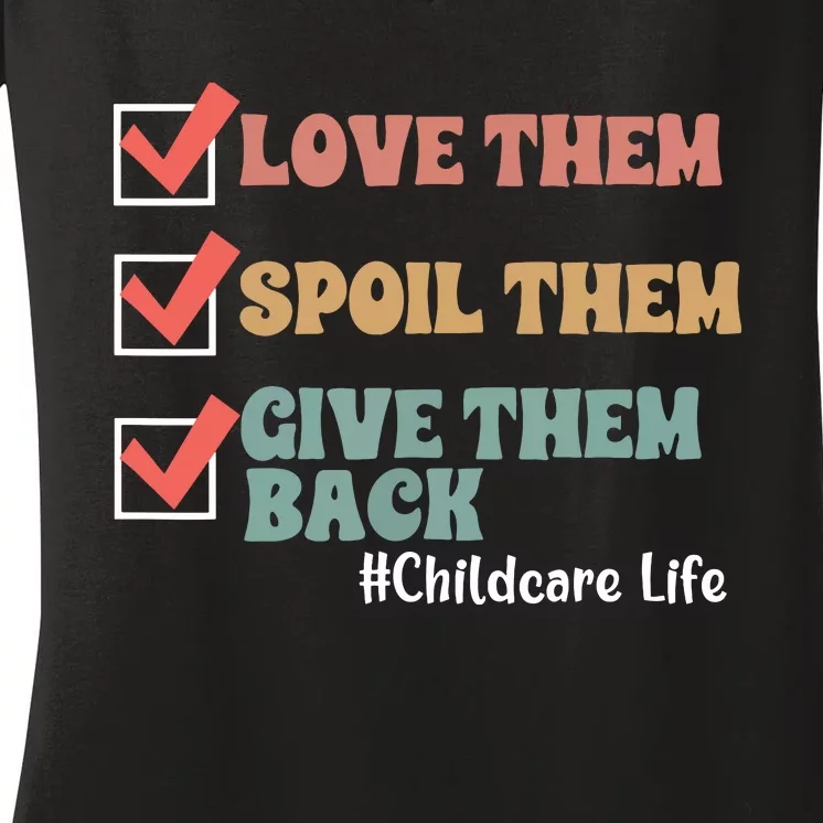 Love Daycare Provider Childcare Teacher Appreciation Women's V-Neck T-Shirt