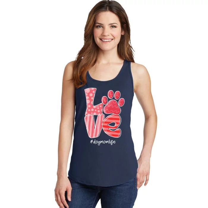 LOVE Dog Paw Heart Dog Mom Life Cute Valentines Day Ladies Essential Tank