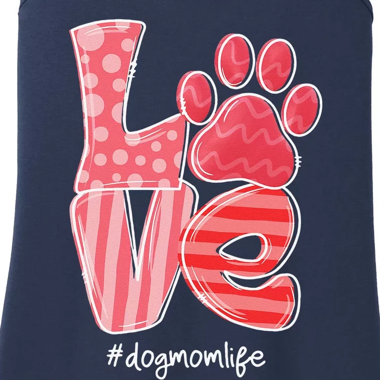 LOVE Dog Paw Heart Dog Mom Life Cute Valentines Day Ladies Essential Tank