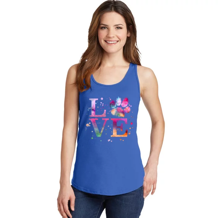 Love Dog Paw Print Colorful National Animal Shelter Week Gift Ladies Essential Tank