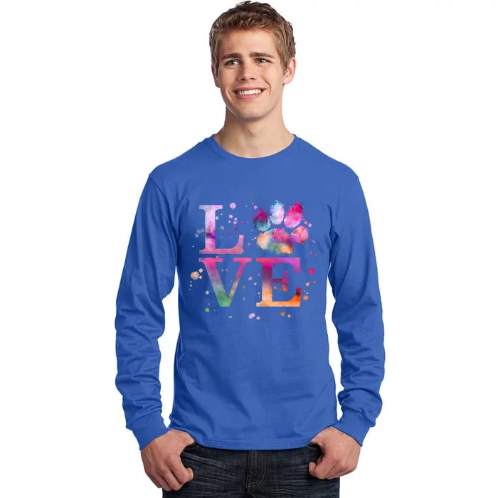 Love Dog Paw Print Colorful National Animal Shelter Week Gift Tall Long Sleeve T-Shirt