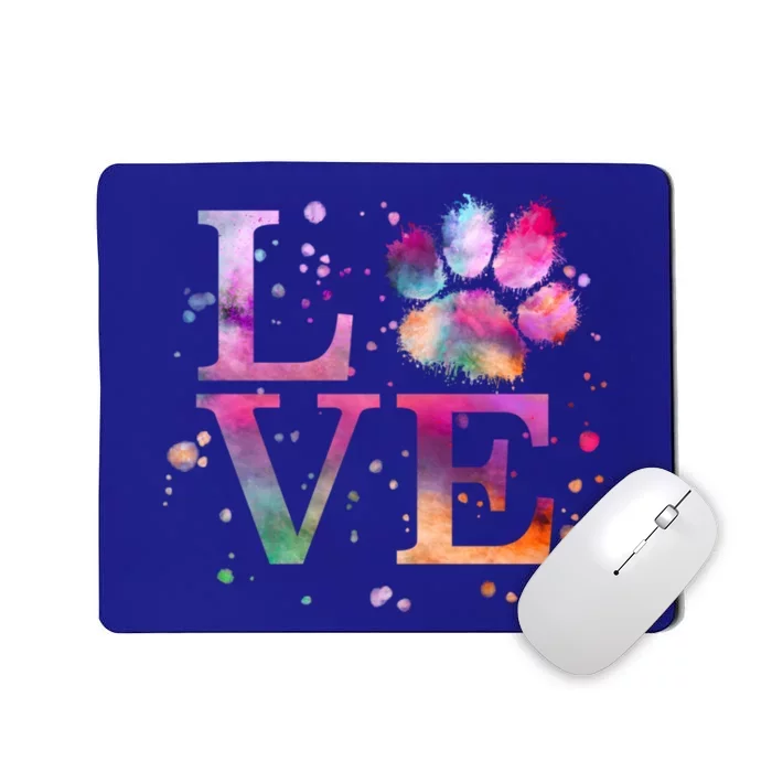 Love Dog Paw Print Colorful National Animal Shelter Week Gift Mousepad