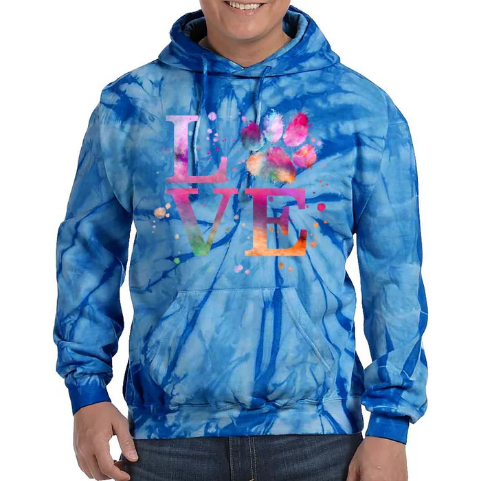 Love Dog Paw Print Colorful National Animal Shelter Week Gift Tie Dye Hoodie