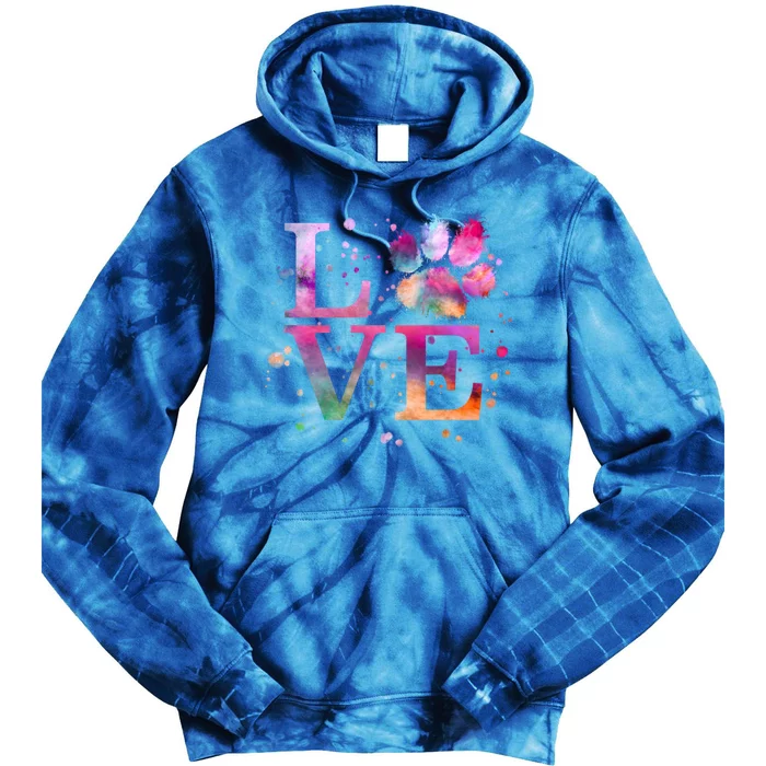 Love Dog Paw Print Colorful National Animal Shelter Week Gift Tie Dye Hoodie