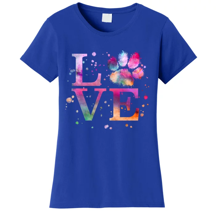 Love Dog Paw Print Colorful National Animal Shelter Week Gift Women's T-Shirt