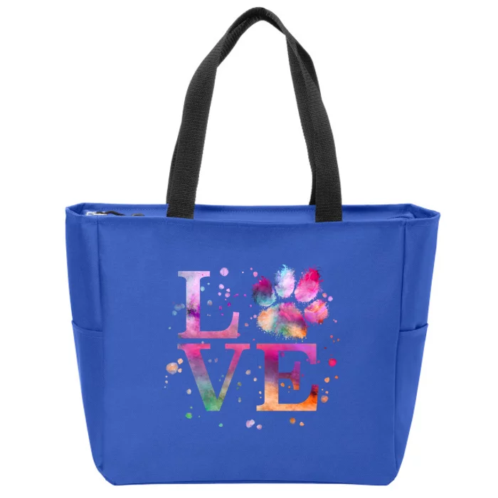 Love Dog Paw Print Colorful National Animal Shelter Week Gift Zip Tote Bag