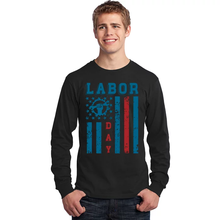 Labor Day Patriotic Graphic Long Sleeve Shirt