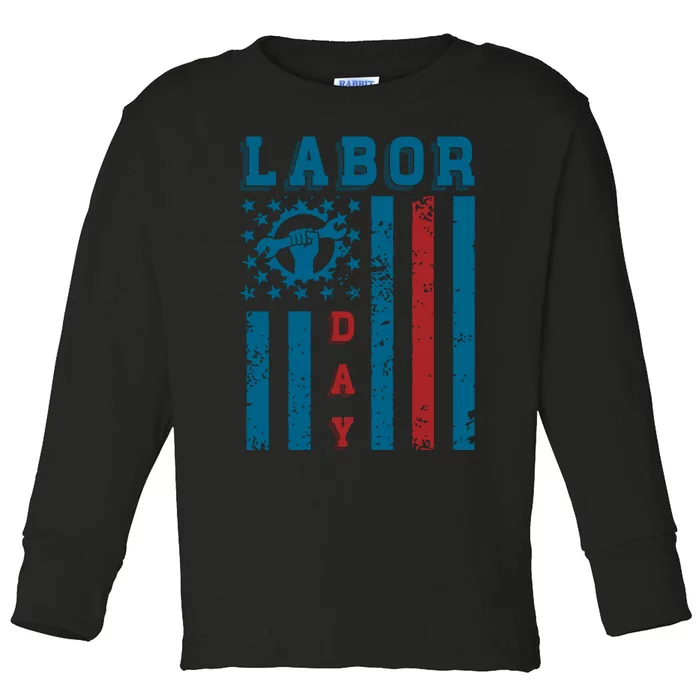 Labor Day Patriotic Graphic Toddler Long Sleeve Shirt