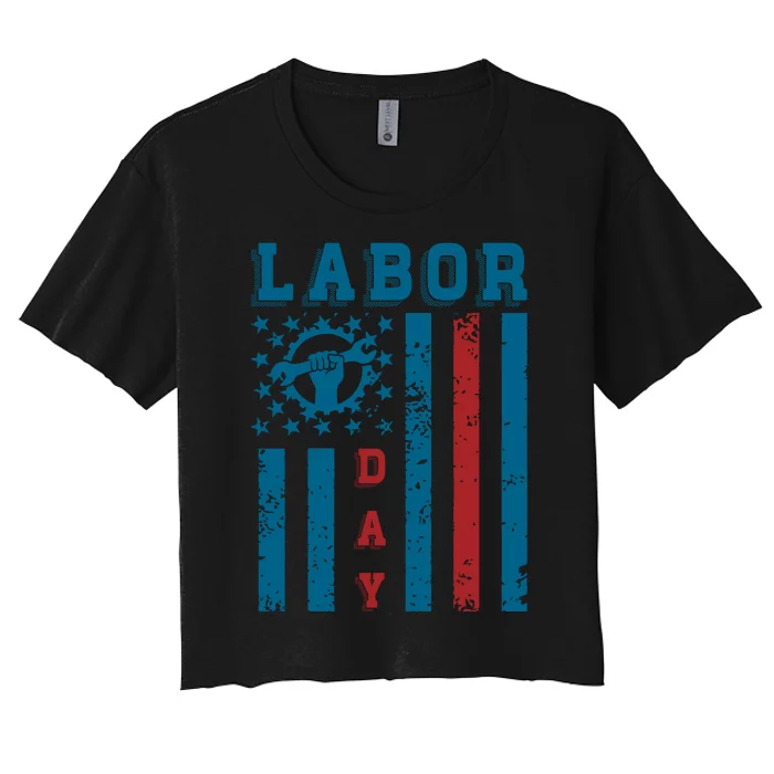 Labor Day Patriotic Graphic Women's Crop Top Tee