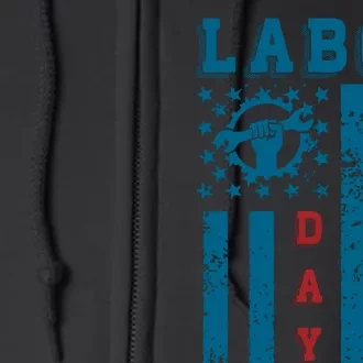 Labor Day Patriotic Graphic Full Zip Hoodie