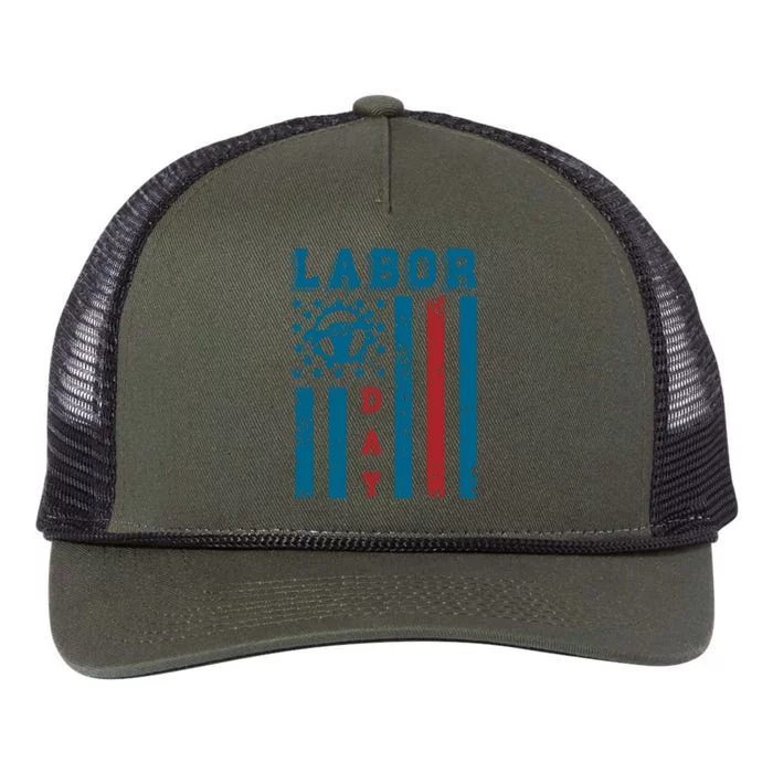 Labor Day Patriotic Graphic Retro Rope Trucker Hat Cap