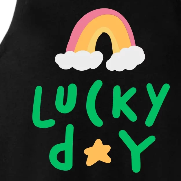 Lucky Day Rainbow Star St Patrick's Day Ladies Tri-Blend Wicking Tank