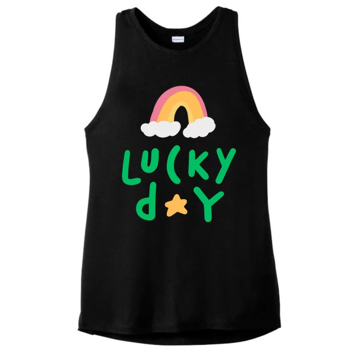 Lucky Day Rainbow Star St Patrick's Day Ladies Tri-Blend Wicking Tank