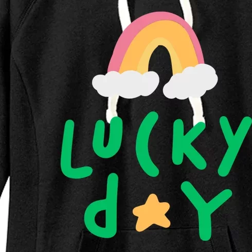 Lucky Day Rainbow Star St Patrick's Day Women's Fleece Hoodie