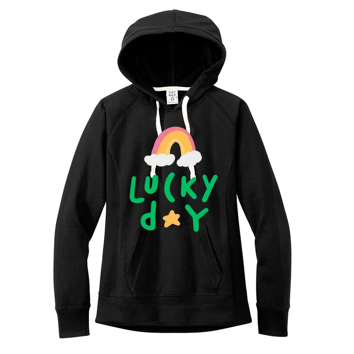 Lucky Day Rainbow Star St Patrick's Day Women's Fleece Hoodie