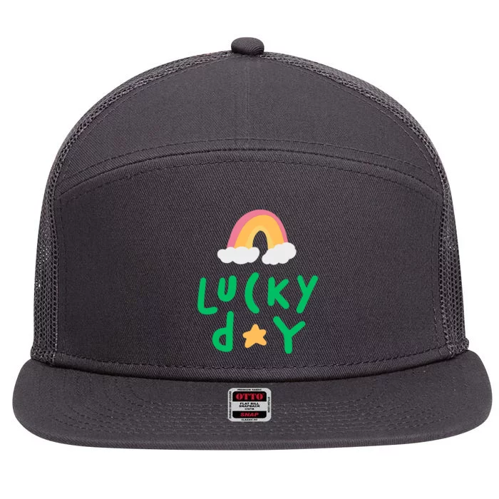 Lucky Day Rainbow Star St Patrick's Day 7 Panel Mesh Trucker Snapback Hat