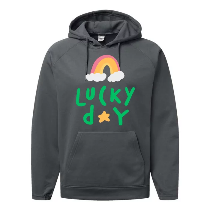 Lucky Day Rainbow Star St Patrick's Day Performance Fleece Hoodie