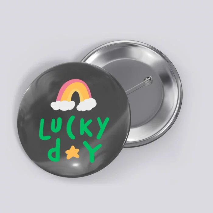 Lucky Day Rainbow Star St Patrick's Day Button