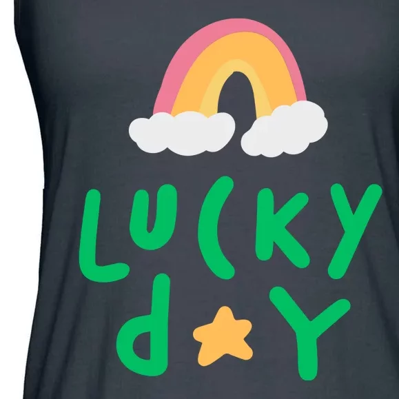 Lucky Day Rainbow Star St Patrick's Day Ladies Essential Flowy Tank