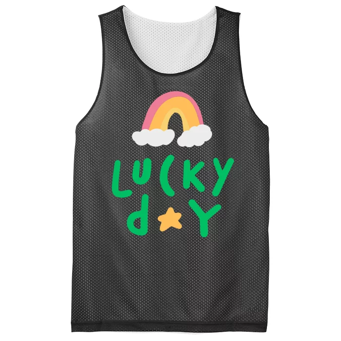 Lucky Day Rainbow Star St Patrick's Day Mesh Reversible Basketball Jersey Tank