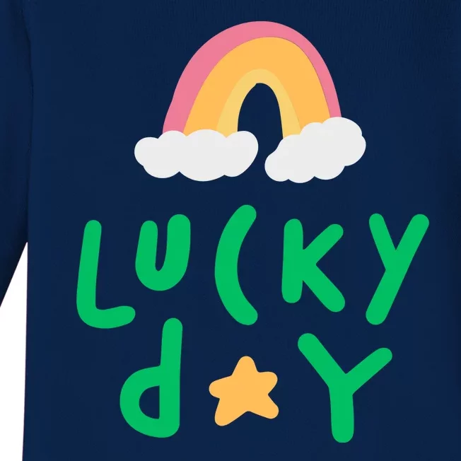 Lucky Day Rainbow Star St Patrick's Day Baby Long Sleeve Bodysuit