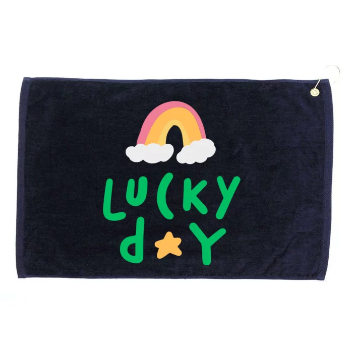 Lucky Day Rainbow Star St Patrick's Day Grommeted Golf Towel