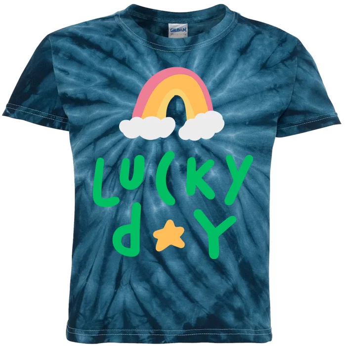 Lucky Day Rainbow Star St Patrick's Day Kids Tie-Dye T-Shirt