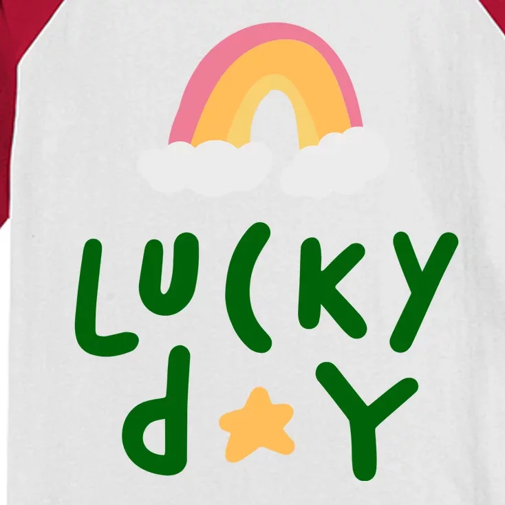 Lucky Day Rainbow Star St Patrick's Day Kids Colorblock Raglan Jersey