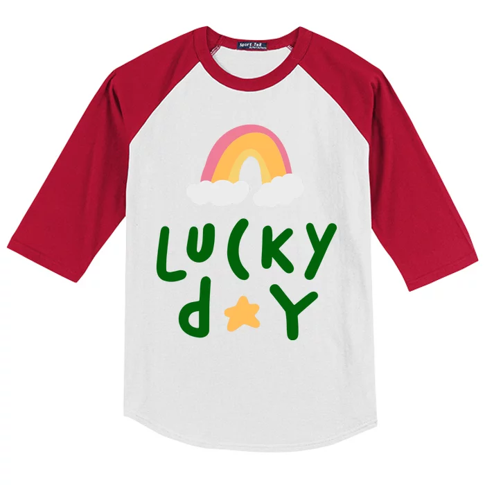 Lucky Day Rainbow Star St Patrick's Day Kids Colorblock Raglan Jersey