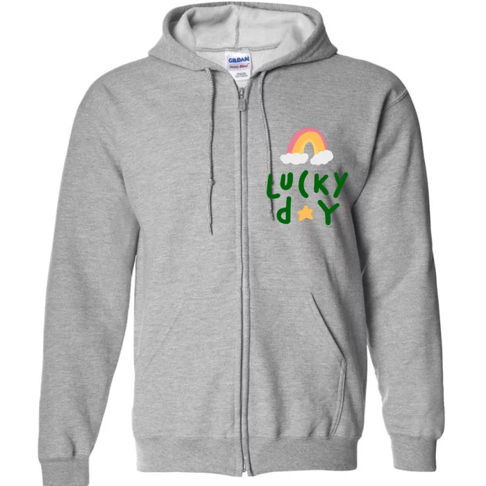 Lucky Day Rainbow Star St Patrick's Day Full Zip Hoodie