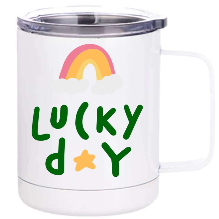 Lucky Day Rainbow Star St Patrick's Day Front & Back 12oz Stainless Steel Tumbler Cup