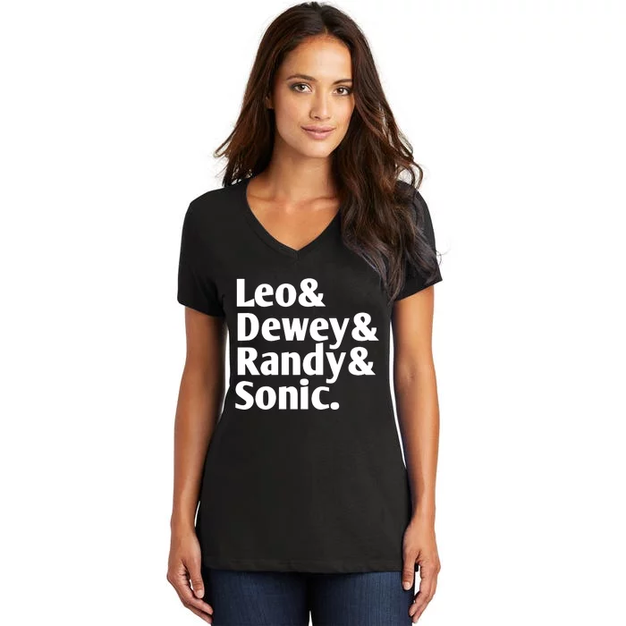 Leo & Dewey & Randy & Sonic Ben Schwartz Women's V-Neck T-Shirt