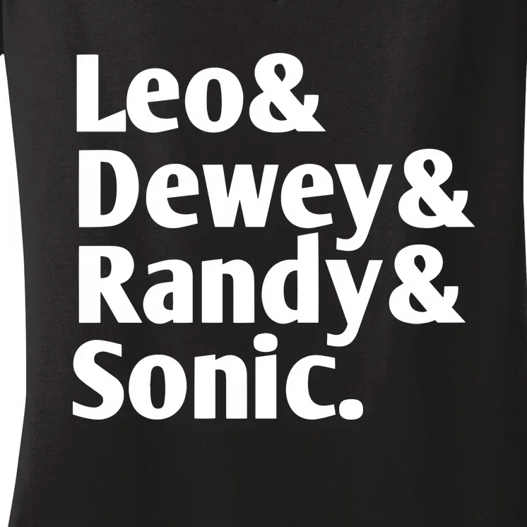 Leo & Dewey & Randy & Sonic Ben Schwartz Women's V-Neck T-Shirt