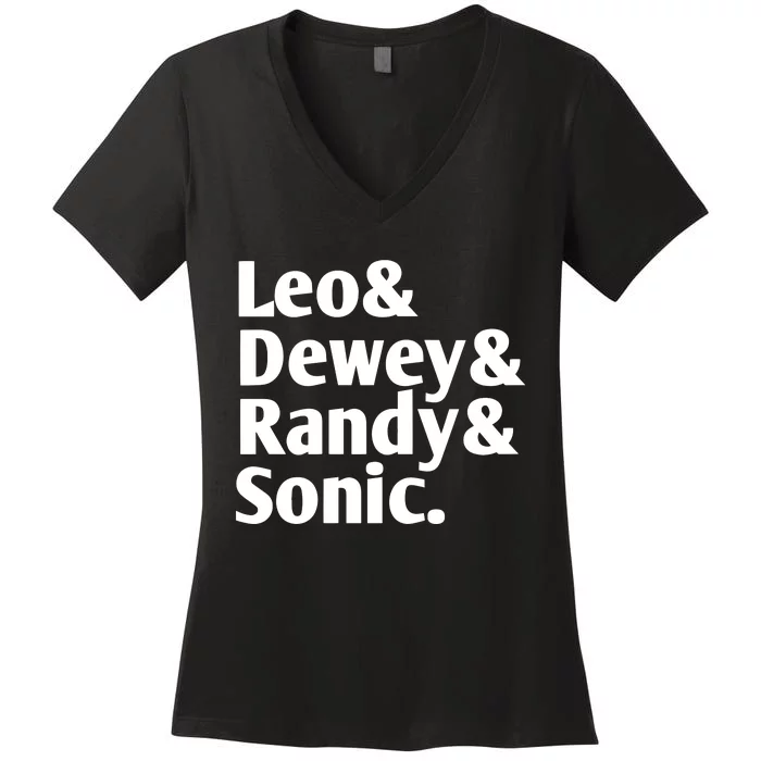 Leo & Dewey & Randy & Sonic Ben Schwartz Women's V-Neck T-Shirt