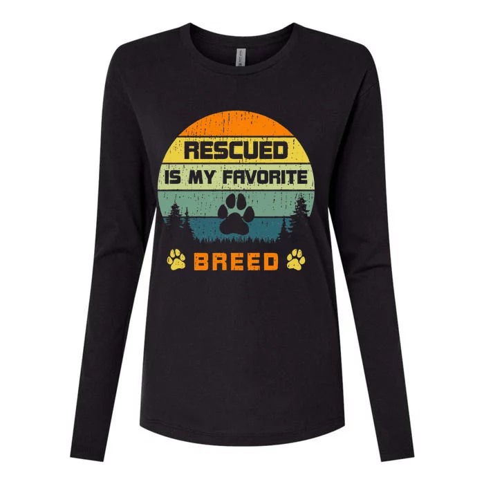 Love Dogs Rescue Rescued Is My Favorite Breed Vintage Paw Womens Cotton Relaxed Long Sleeve T-Shirt