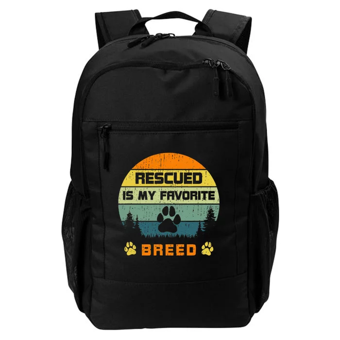 Love Dogs Rescue Rescued Is My Favorite Breed Vintage Paw Daily Commute Backpack