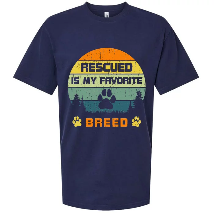 Love Dogs Rescue Rescued Is My Favorite Breed Vintage Paw Sueded Cloud Jersey T-Shirt