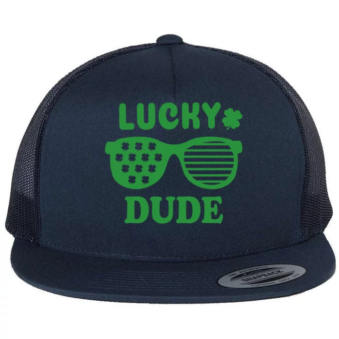 Lucky Dude St Patrick's Day Sunglasses With Shamrock Cute Gift Flat Bill Trucker Hat