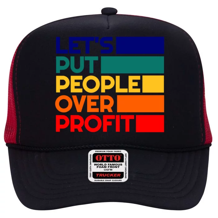 Leftist Democratic Socialist Union Retro People Over Profit Gift High Crown Mesh Trucker Hat