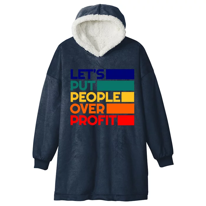 Leftist Democratic Socialist Union Retro People Over Profit Gift Hooded Wearable Blanket