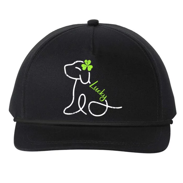 Lucky Dog St Patricks Day Cute Irish Puppy Shamrock Clover Snapback Five-Panel Rope Hat