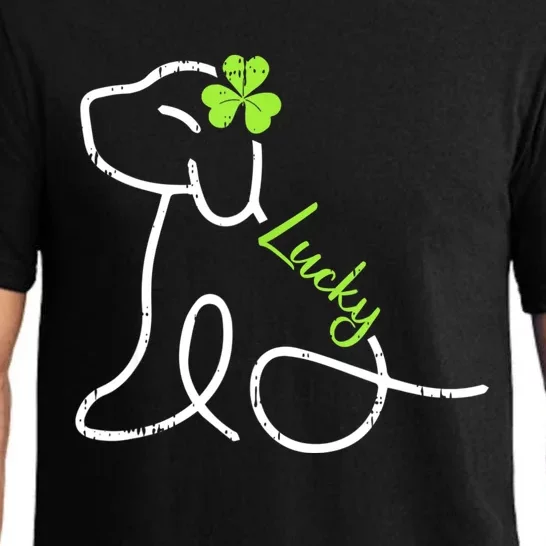 Lucky Dog St Patricks Day Cute Irish Puppy Shamrock Clover Pajama Set